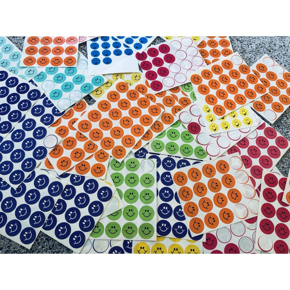 Huge Lot Of Vintage Eureka & Trend Scratch & Sniff Smiles Stickers - Teal Red ++